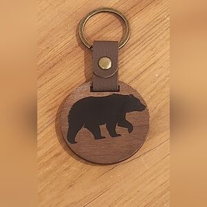 Black Bear Wooden Keychain